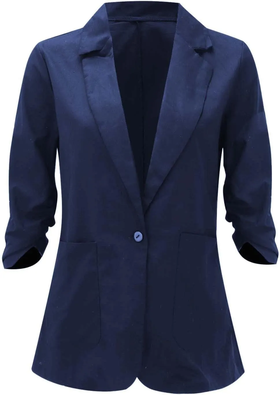 Women's 3/4 Sleeve Blazers 2024 Trendy Cotton Linen Button Cardigan Jacket Casual Business Work Suit Coat with Pockets