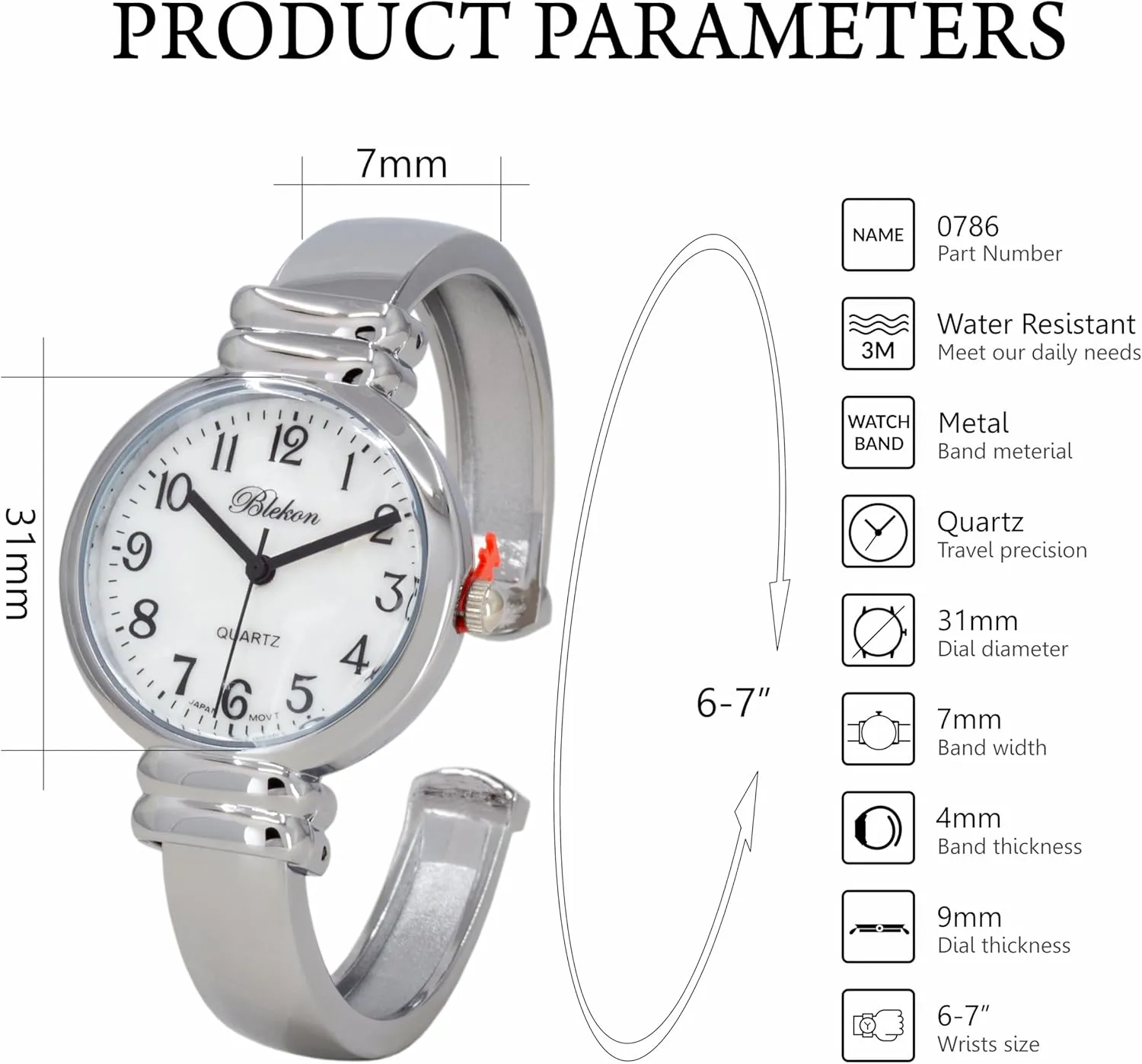 Women's Classic Easy Read Bangle Cuff Watch