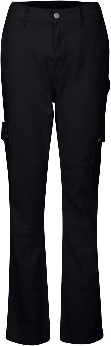 Women's Fashion Solid Color Hip High Waist Multi-Pocket Workwear Dressy Casual Jeans